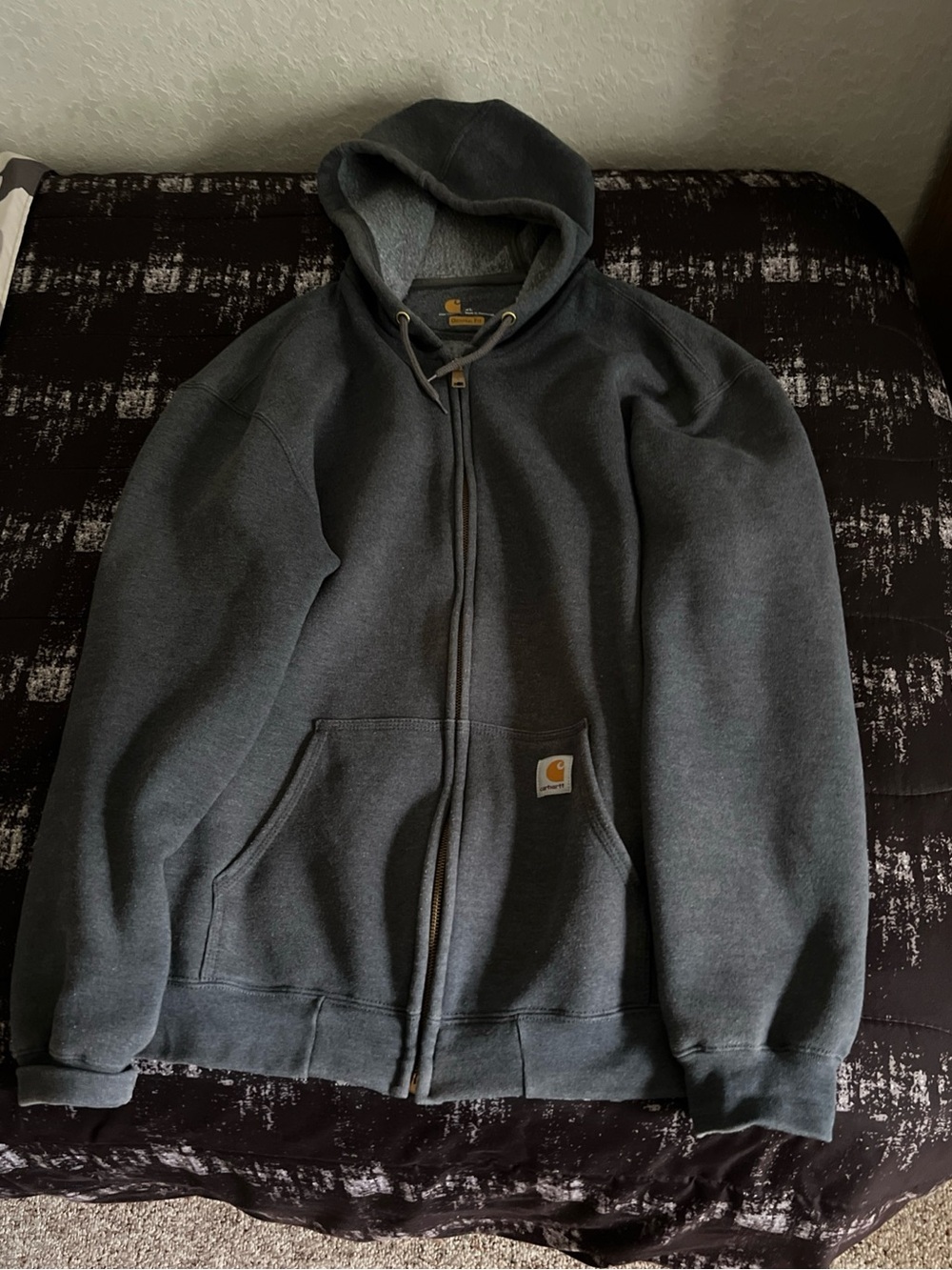 Carhartt Charcoal Full-Zip Hoodie with Logo Patch
